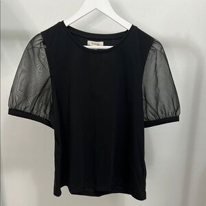 Madewell Black Sheer Sleeve Top